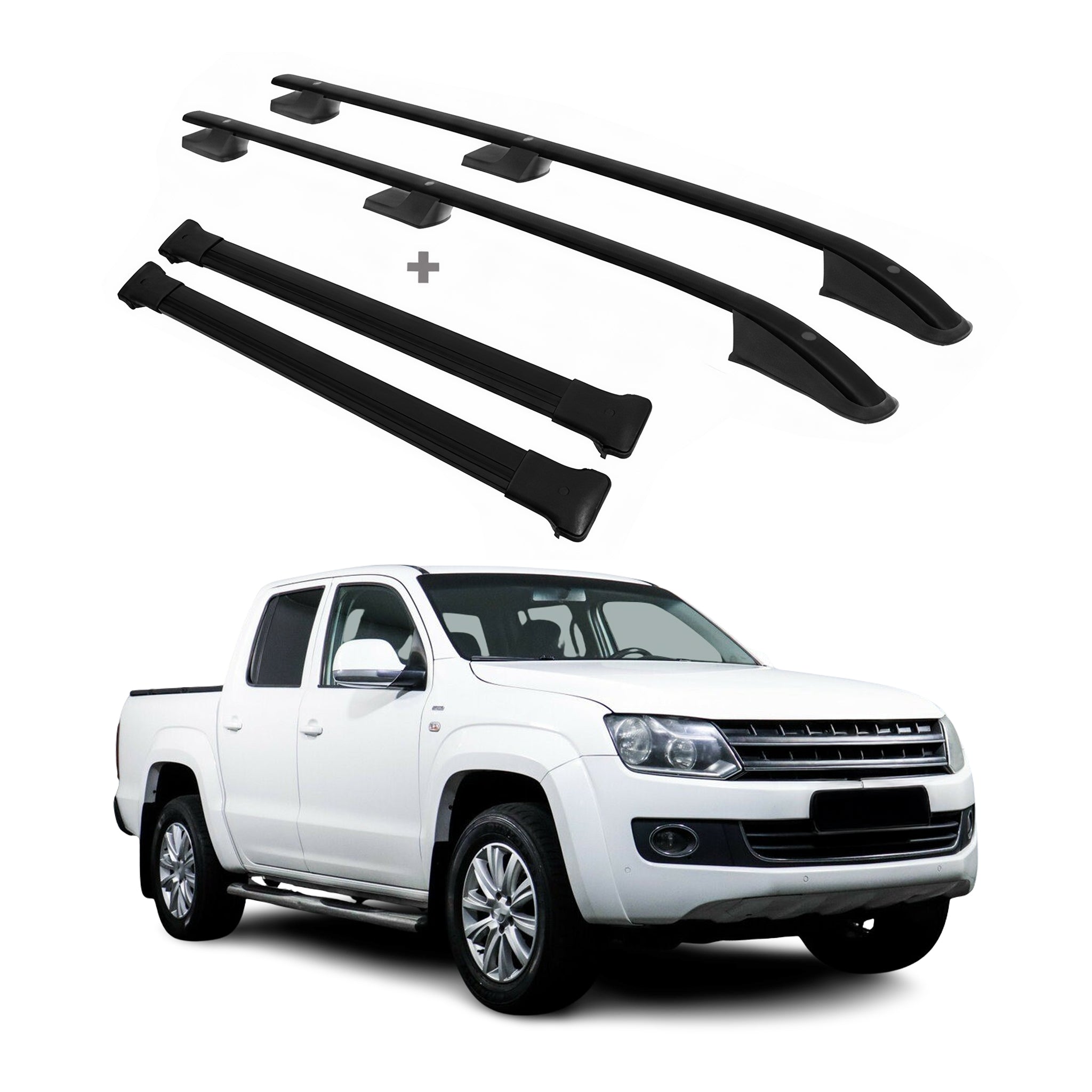 Kit Barres de toit pour VW Amarok 2010-2020 Alu Noir 4x