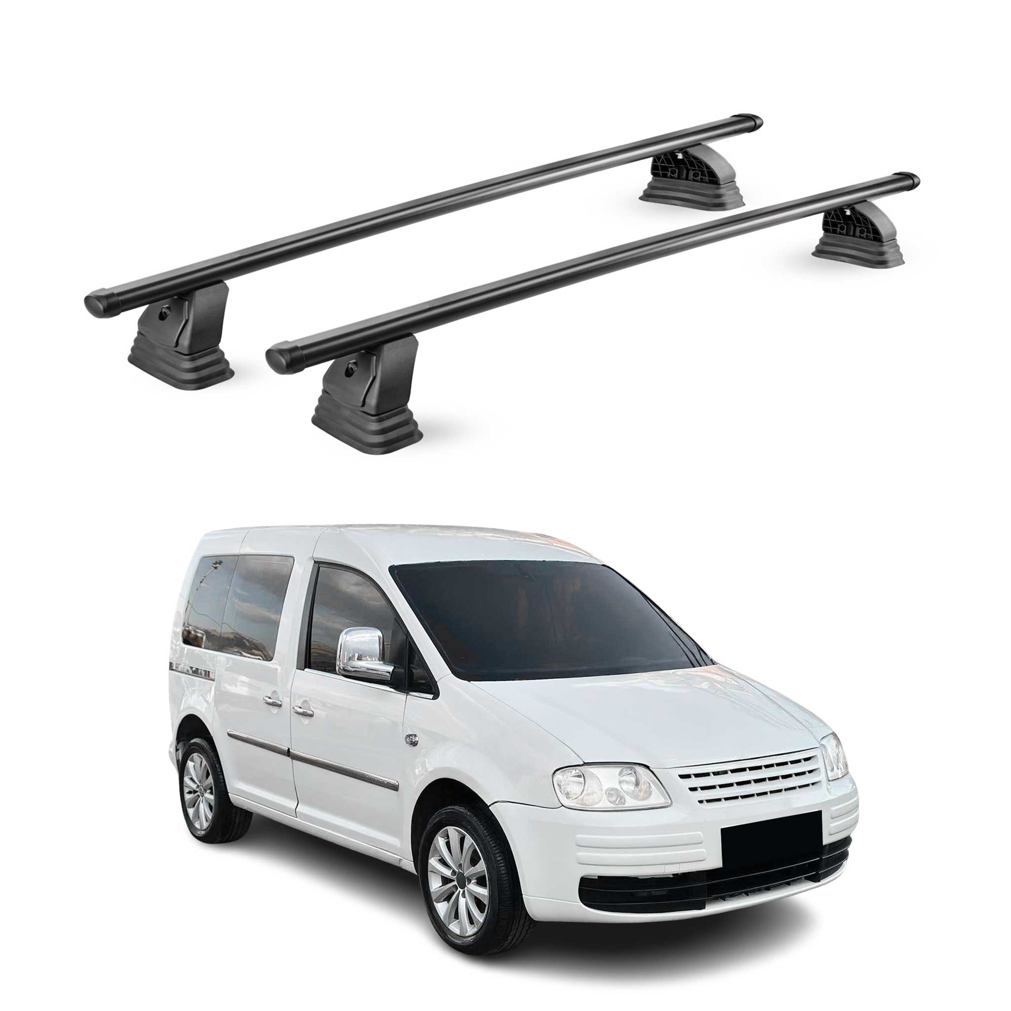 Barres de toit transversales acier pour VW Caddy 2003-2015 TÜV 75 kg Noir 2Pcs