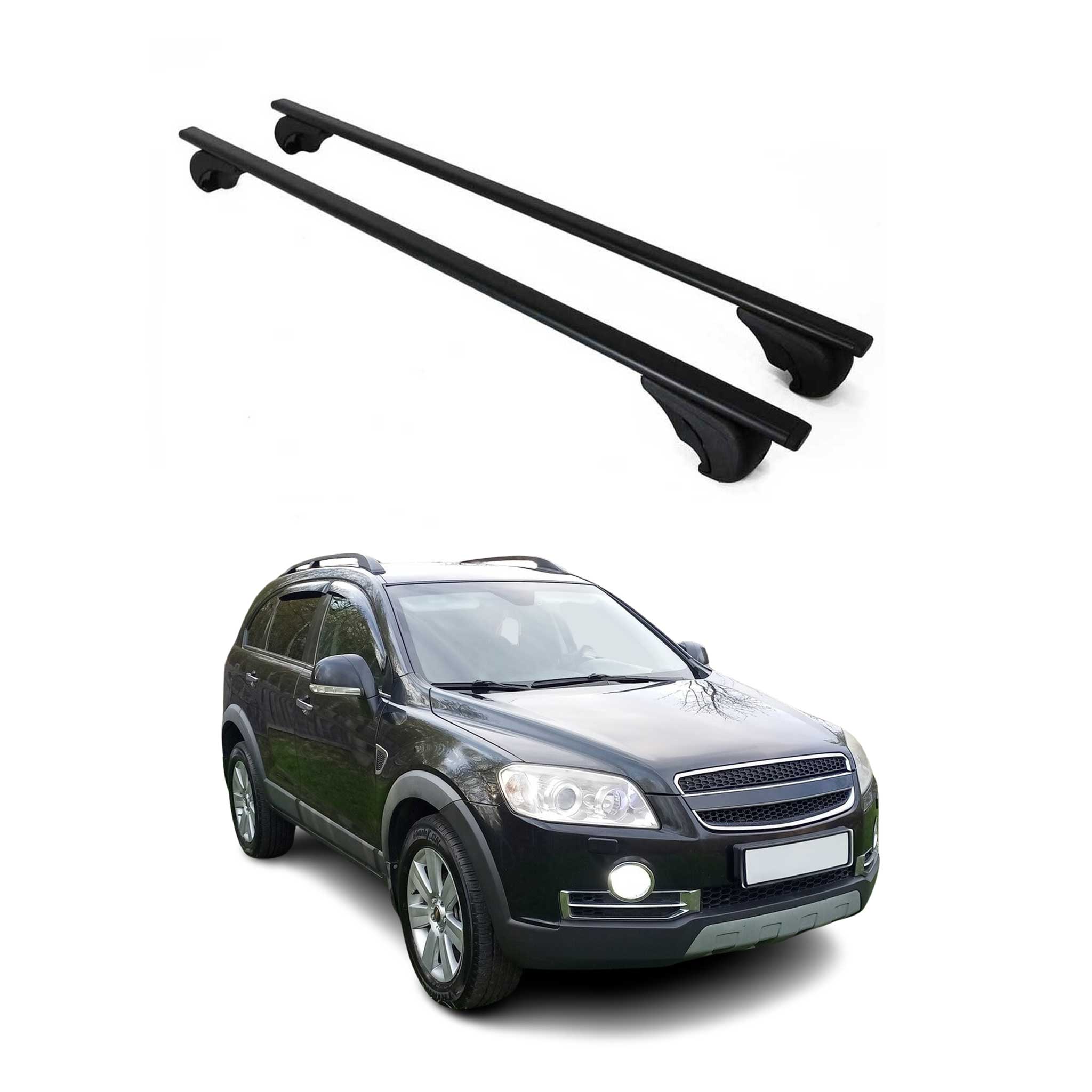 Barres de toit Transversales pour Chevrolet Captiva 2006-2015 Fer Noir