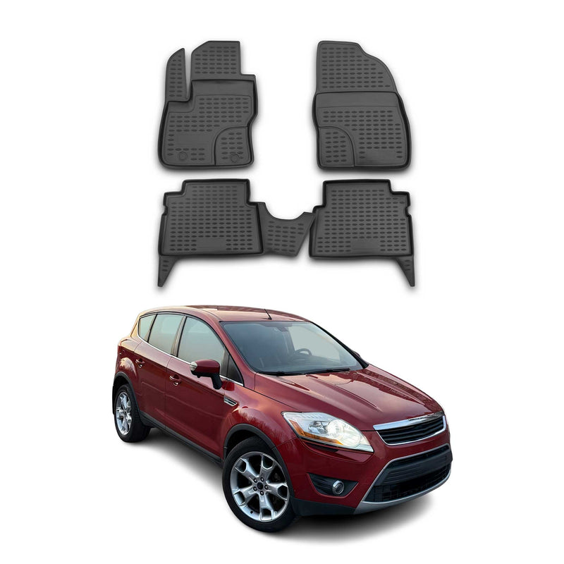 OMAC Tapis de sol pour Ford Kuga C394 2008-2012  sur mesure en caoutchouc Noir