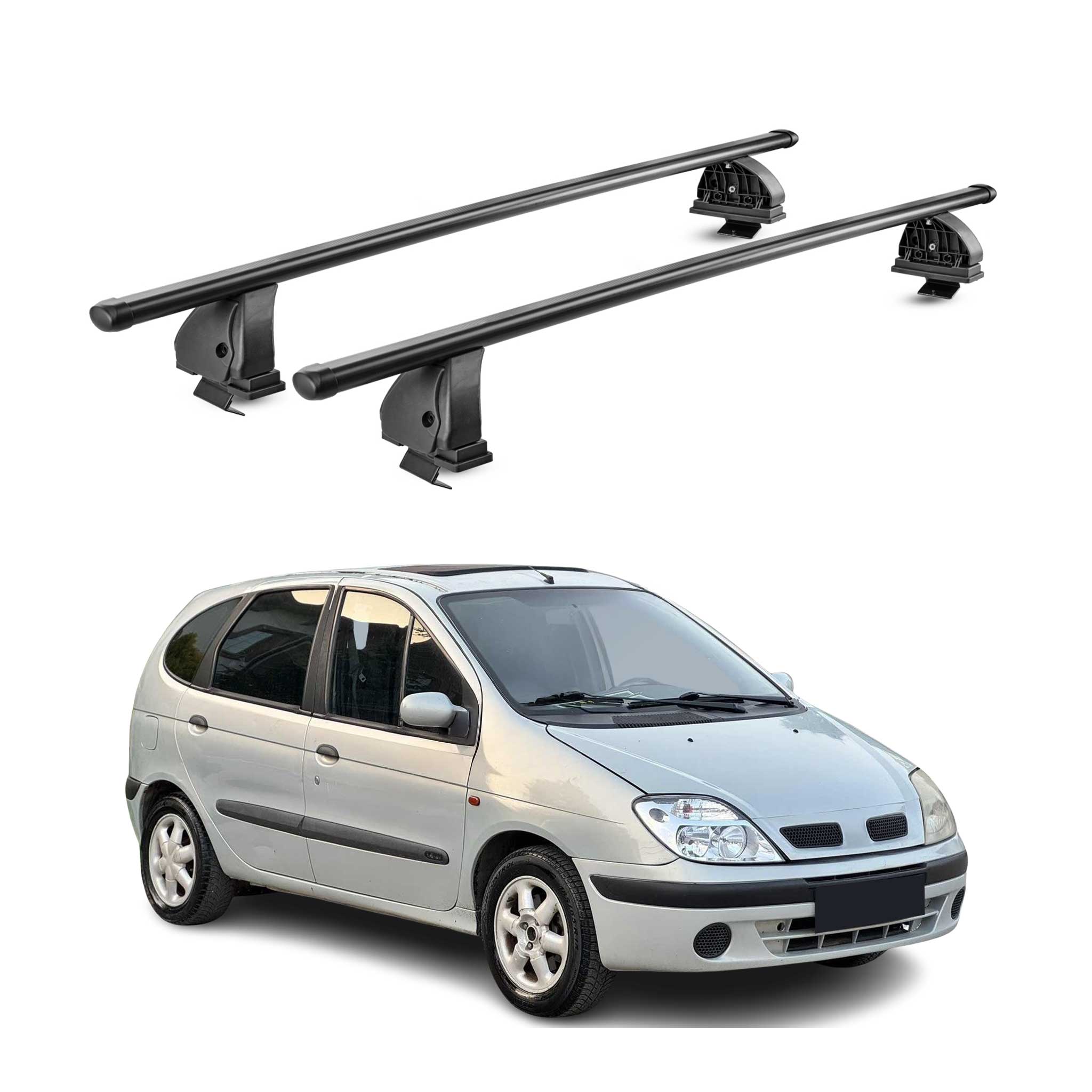 Barres de toit transversales acier pour Renault Scenic I 1996-2003 TÜV Noir 2Pcs