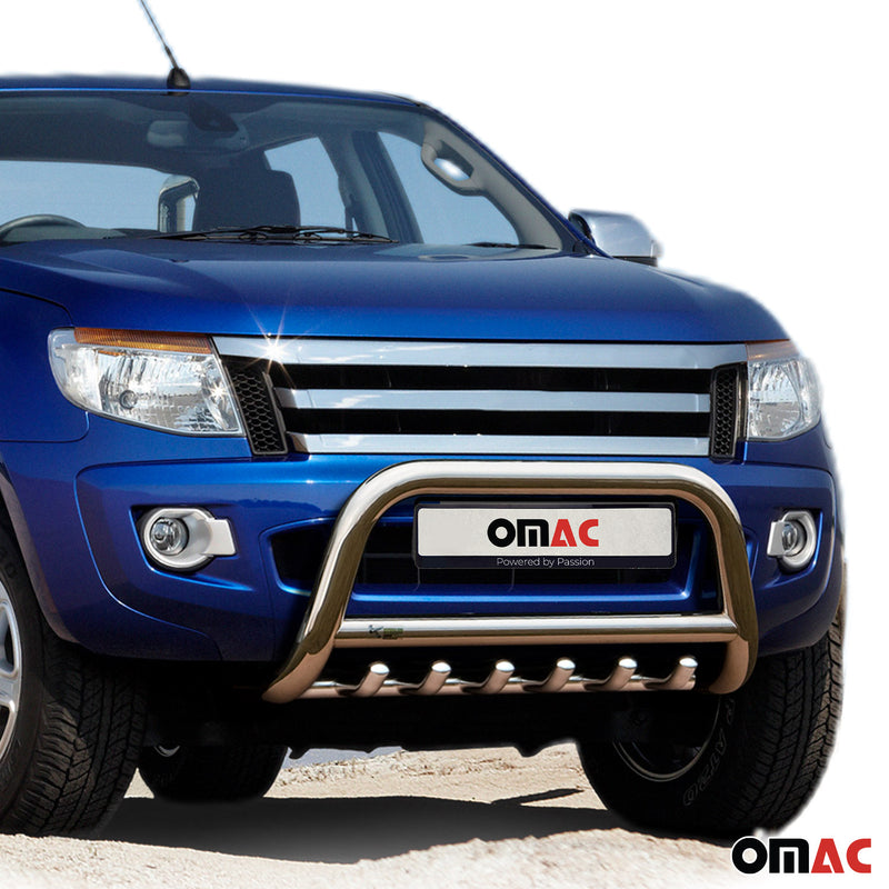 Pare-Buffle Avant Pour Ford Ranger 2015-2022 en Acier Inoxy Argent