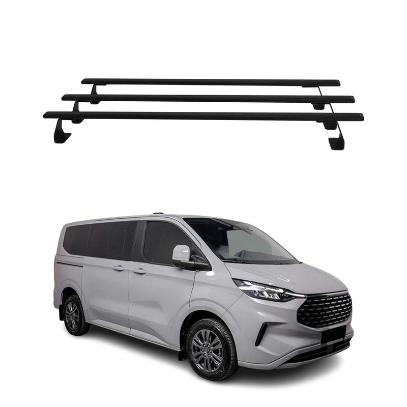 Barres de toit transversales pour Ford Transit Tourneo Custom 2023-25 Noir Métal