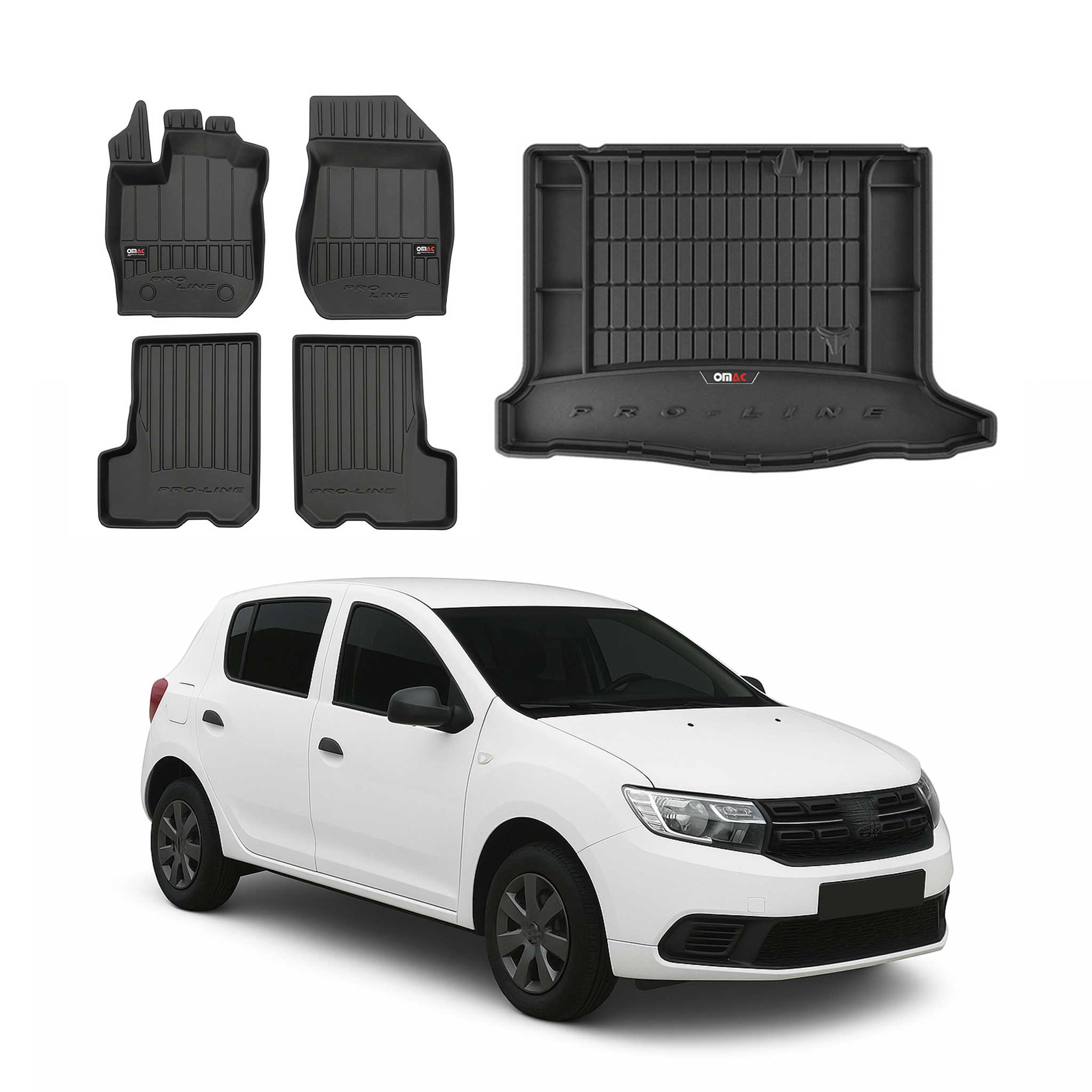Kit Tapis de Sol et Coffre pour Dacia Sandero II 2012-2020 TPE Noir