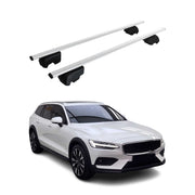 Barres de toit Transversales pour Volvo V60 Cross 2017-2023 Fer Argent ABE