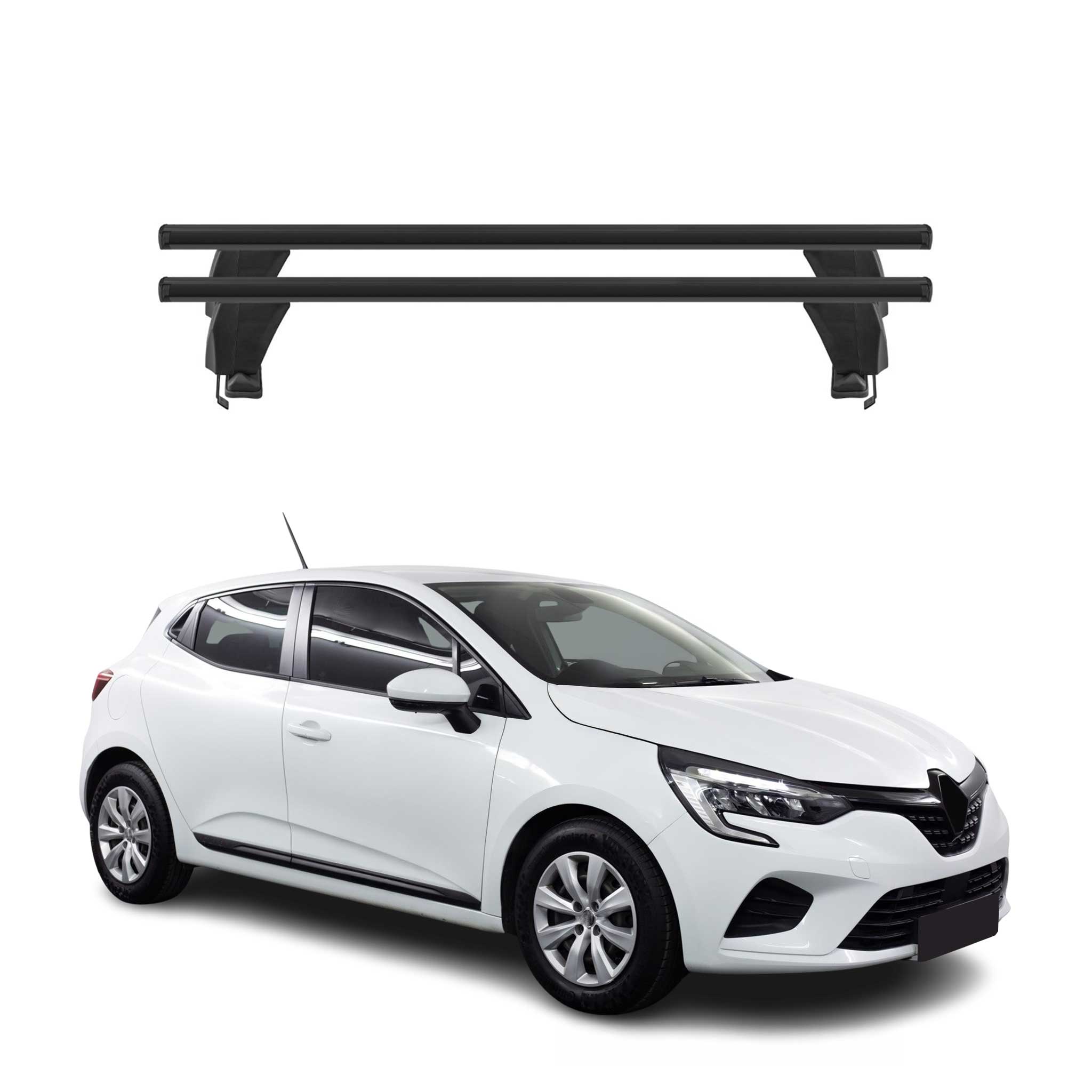 Menabo Barres de toit Transversales pour Renault Clio 5 2019-2025 Alu Noir ABE