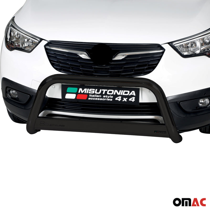 Pare-buffle Avant pour Opel Crossland X 2017-2025 63mm en Acier Inoxydable Noir