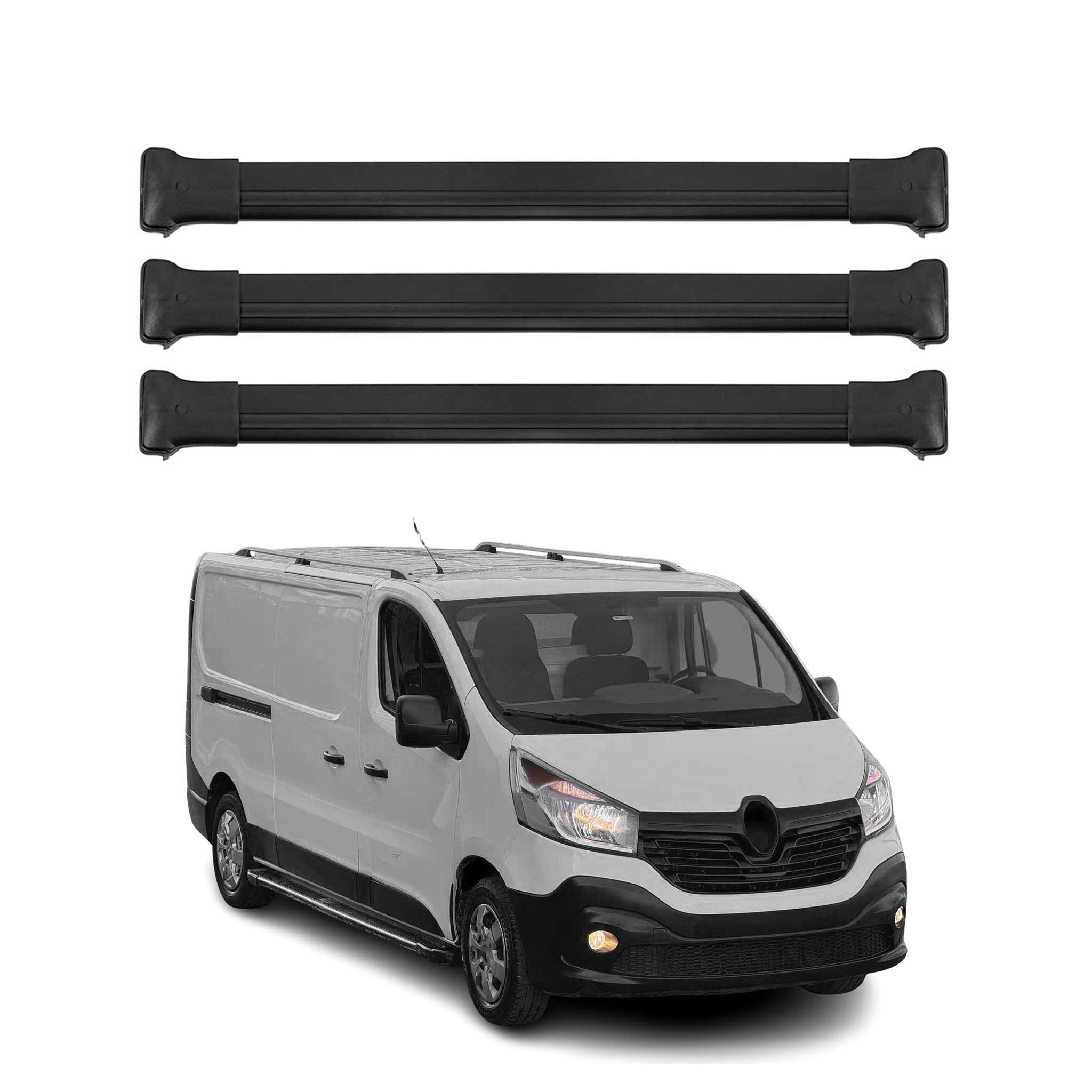 OMAC Barres de toit en aluminium pour Renault Trafic III 2014-2026 Noir 3x
