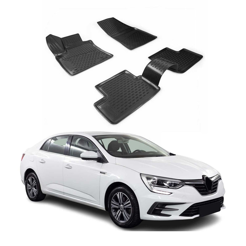 Tapis de sol pour Renault Megane 2016-2021 SD en caoutchouc TPE 3D Noir 4Pcs