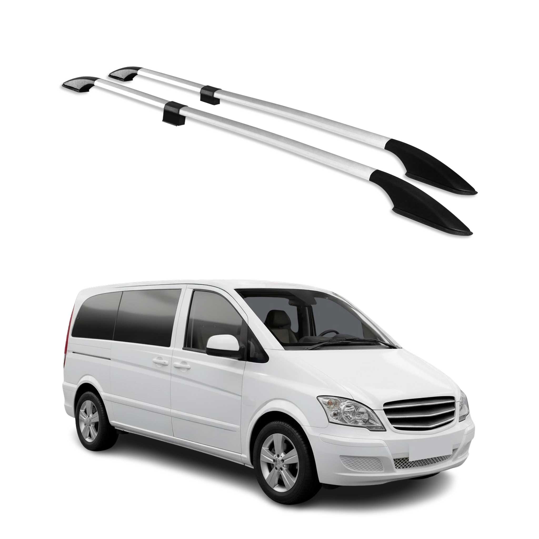 Barres de Toit Longitudinales pour Mercedes Vito W639 W447 2003-2026 L1 Alu Gris
