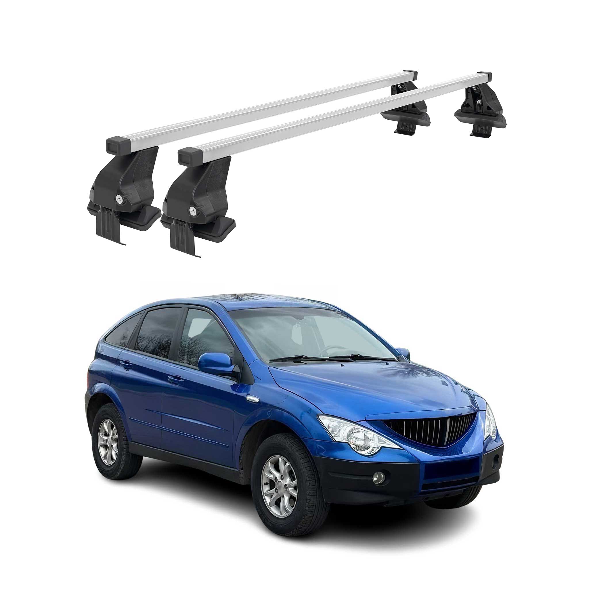 Barres de toit transversales pour Ssangyong Actyon 2005-2010 Acier Gris