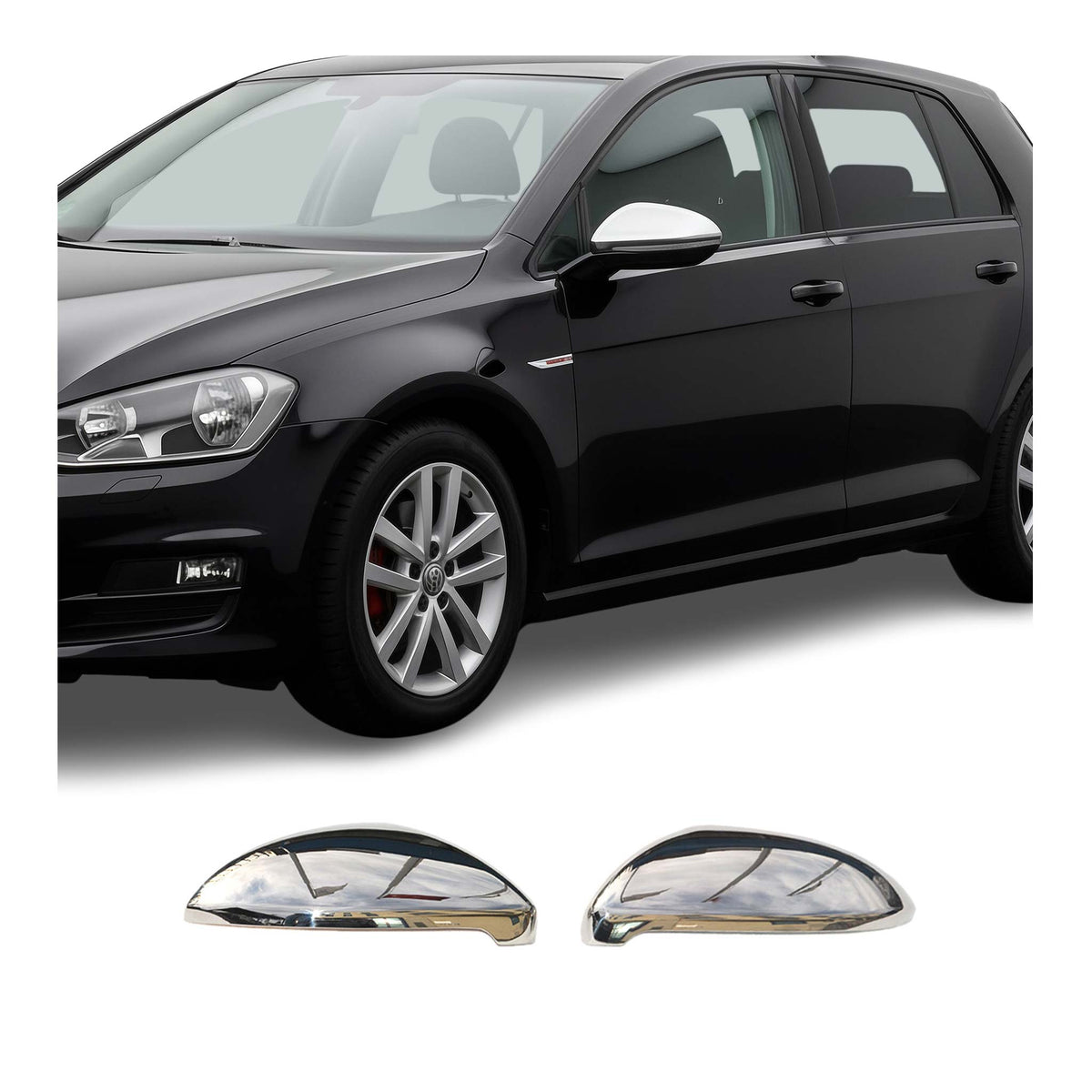 Coques de Rétroviseurs pour VW Golf Sportsvan 2014-2019 en Acier Chromé Argent