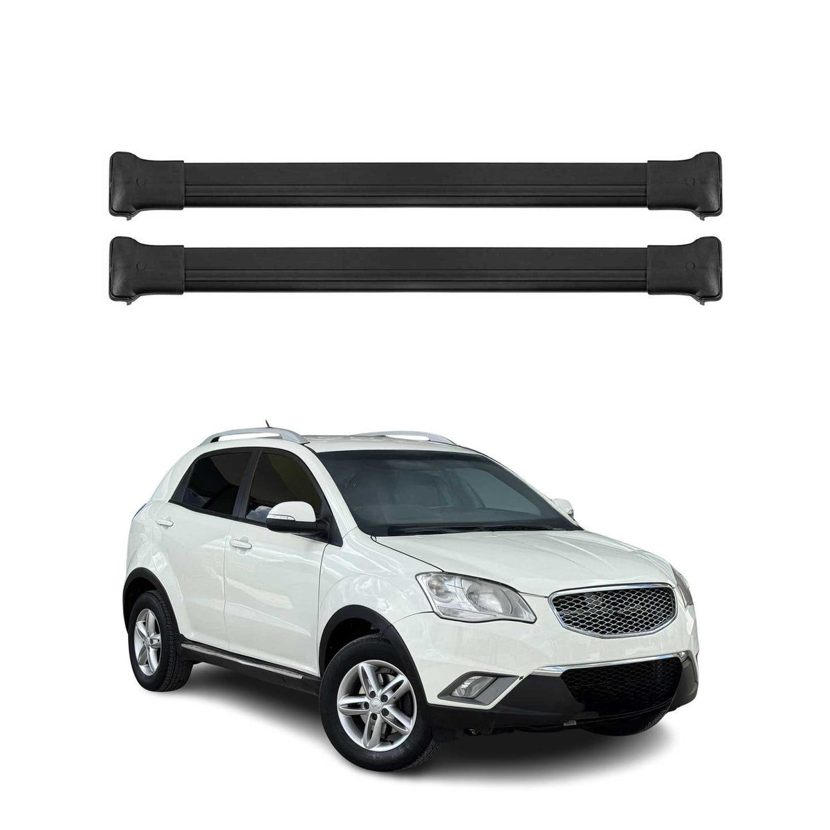 Barres de toit transversales pour Ssangyong Korando 2011-2019 Aluminium Noir