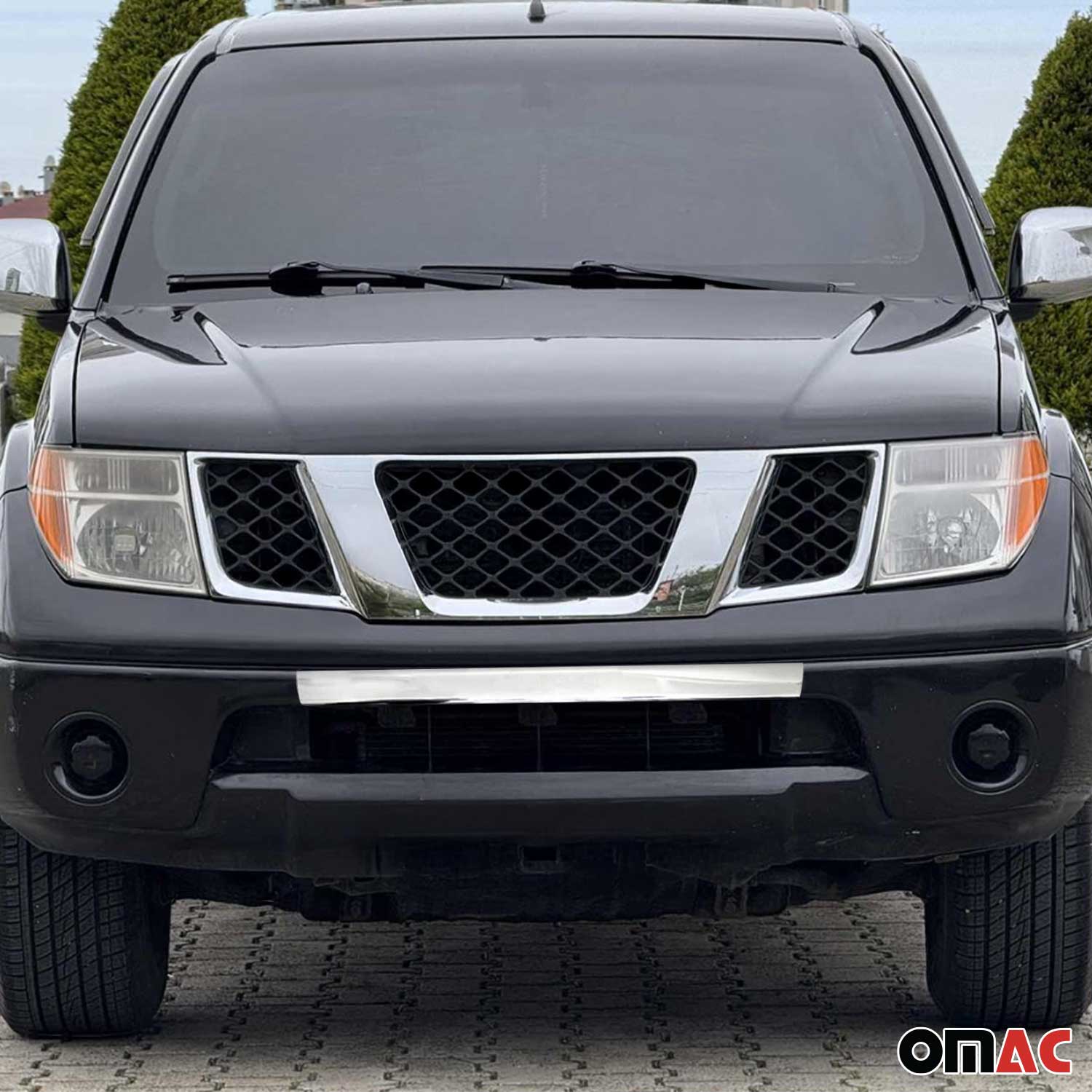 Garniture de Pare-chocs Avant pour Nissan Navara 2005-2015 Acier Chromé Brossé