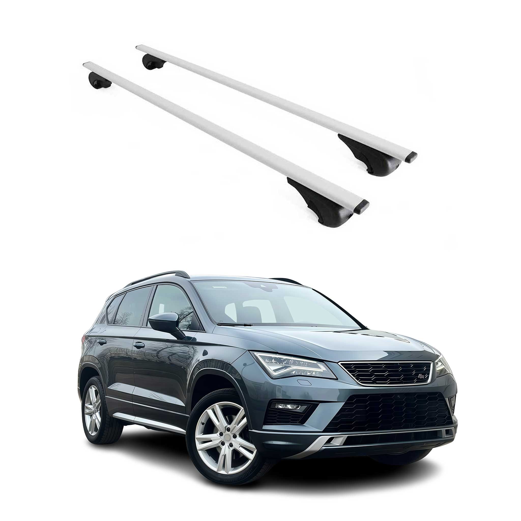 Barres de toit Transversales pour Seat Ateca 2016-2026 Fer Argent