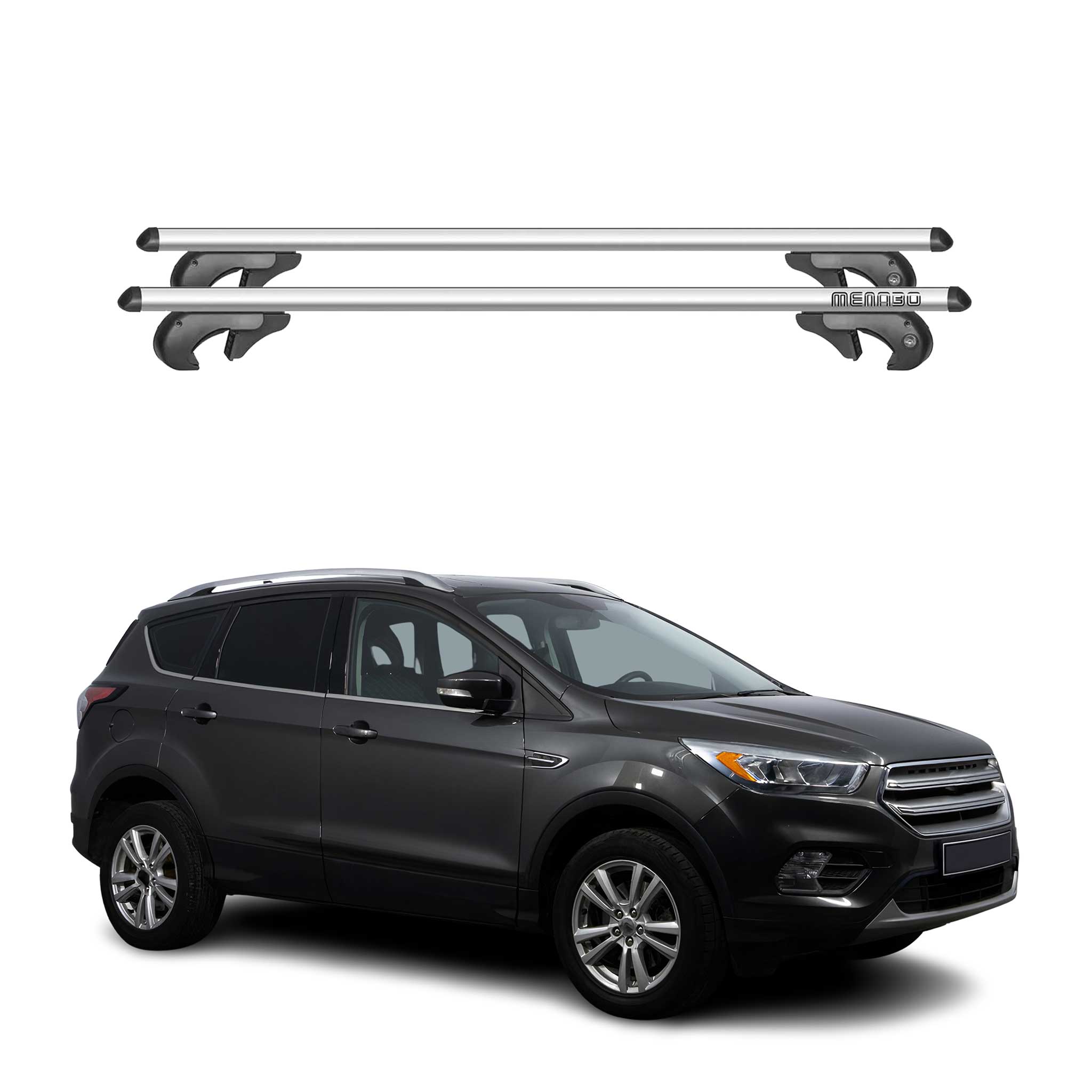 Barres de toit transversales pour Ford Kuga II 2012-2019 90kg Aluminium Gris 2x