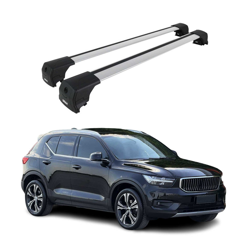 Barres De Toit Transversales pour Volvo XC40 2018-2023 Aluminium Gris ABE