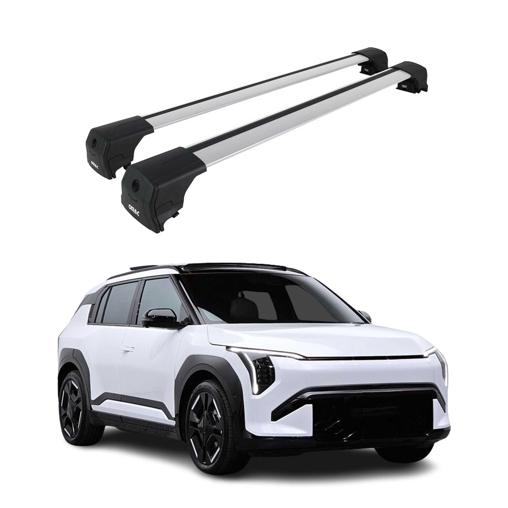 Barres de toit transversales pour Kia EV3 2024-2026 Aluminium Gray 2 pcs