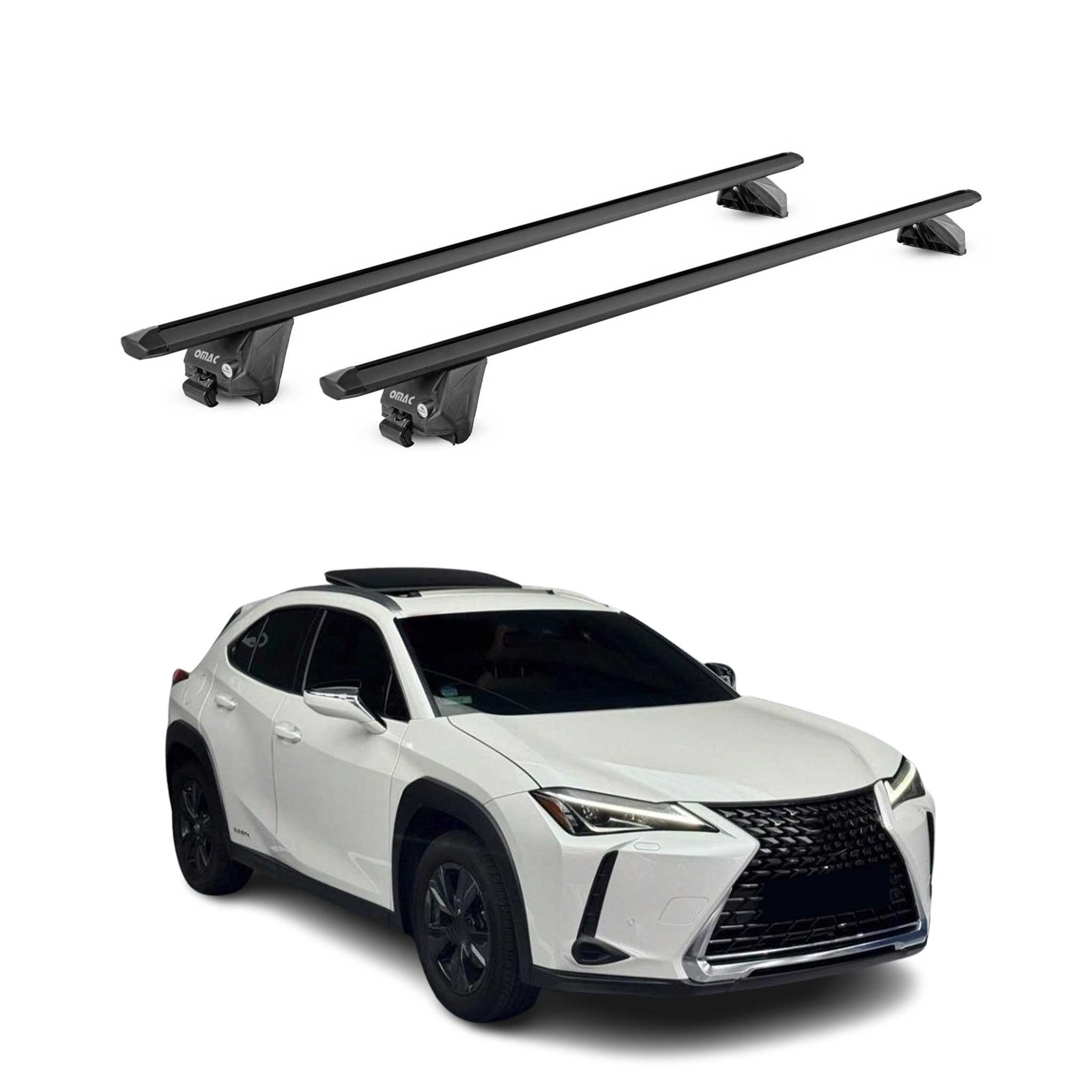 Barres de toit transversales pour Lexus UX 2019-2026 Alu Noir 2 pièces ABE
