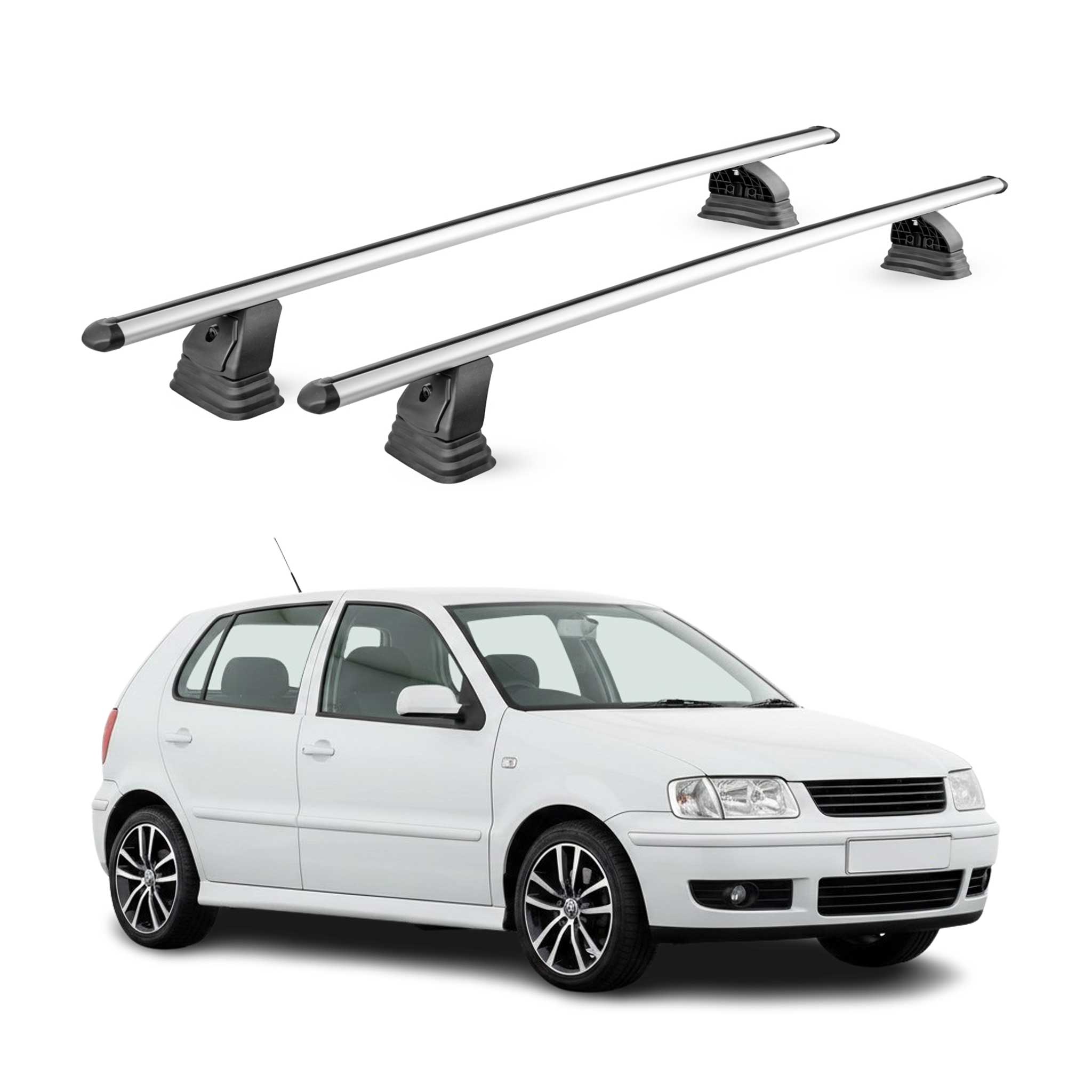 Barres de toit transversales Alu pour VW Polo mk3 HB Break 1994-2002 TÜV Gris 2x