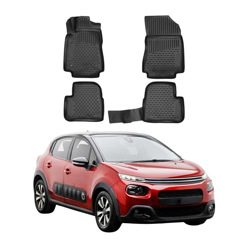 OMAC Tapis de sol pour Citroen C3 2017-2024 sur mesure en caoutchouc Noir