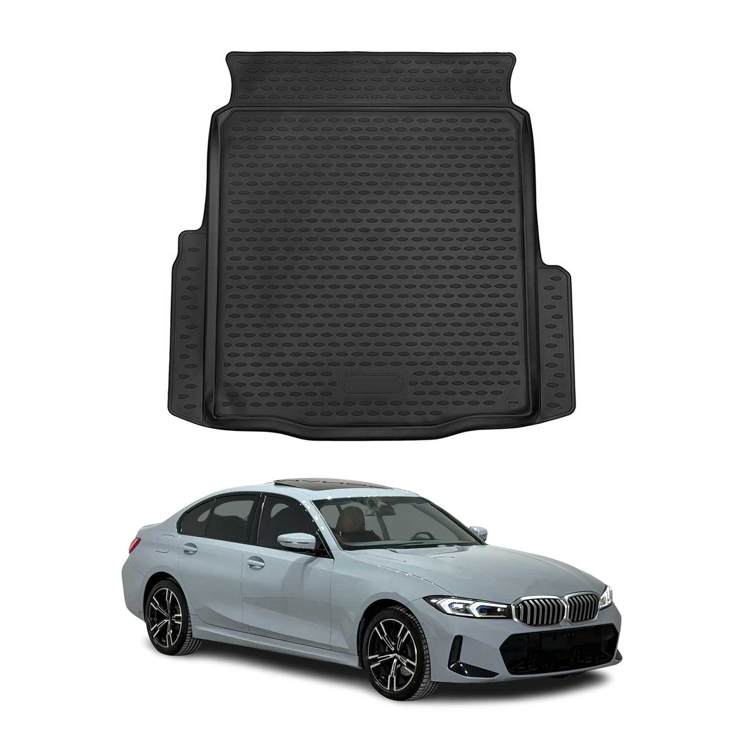 OMAC Tapis de coffre pour BMW Série 3 G20 / G80 2019-2024 caoutchouc Noir