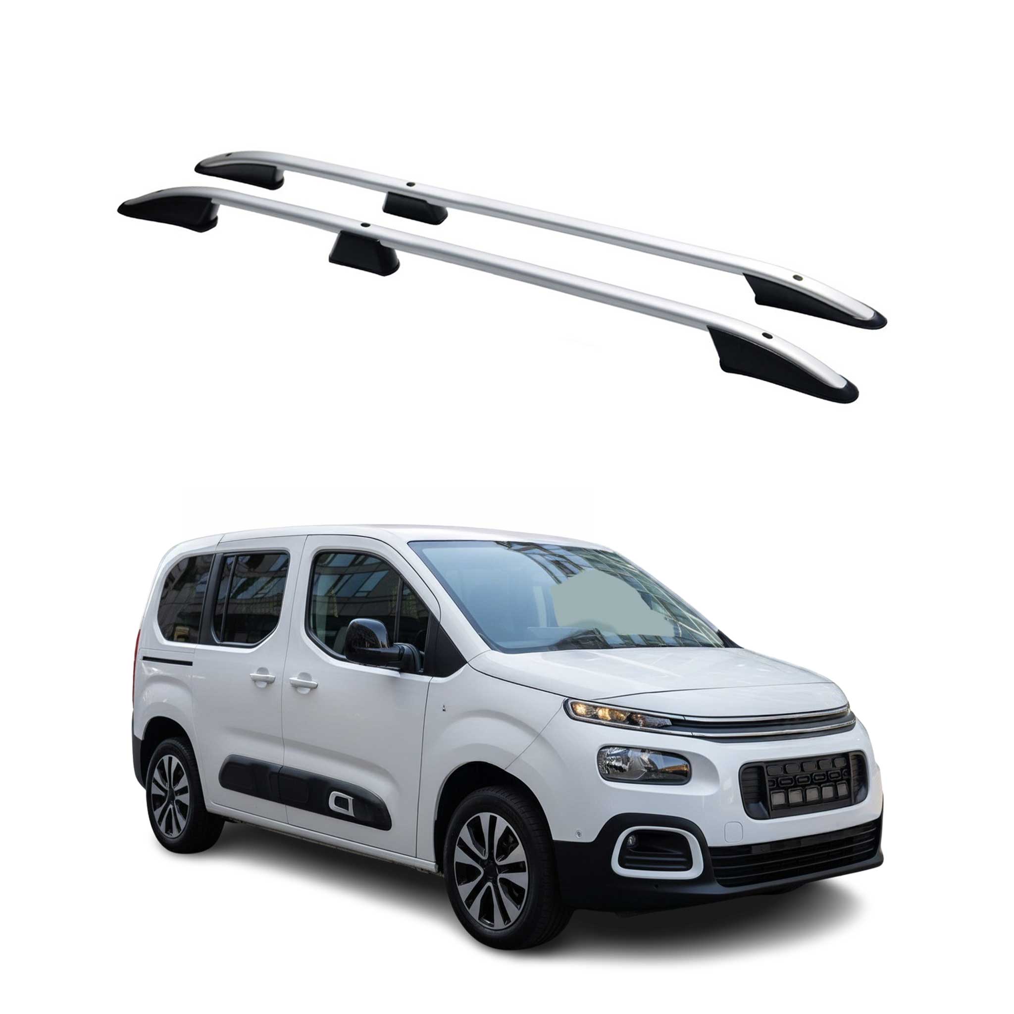 Barres de Toit Longitudinales pour Citroen Berlingo 2018-2025 Aluminium Gris