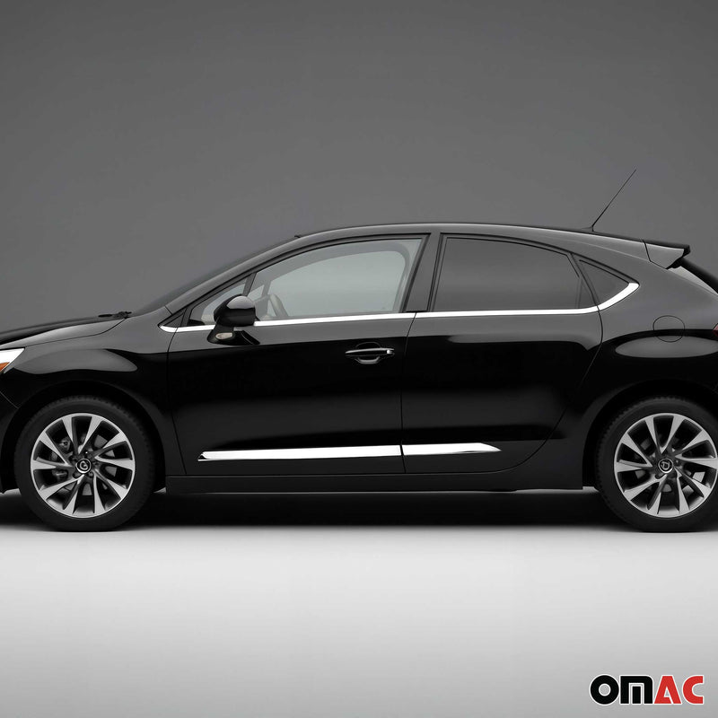 Bandes latérales de porte pour Citroën DS4 2011-2018 4 Pcs en Acier Silver