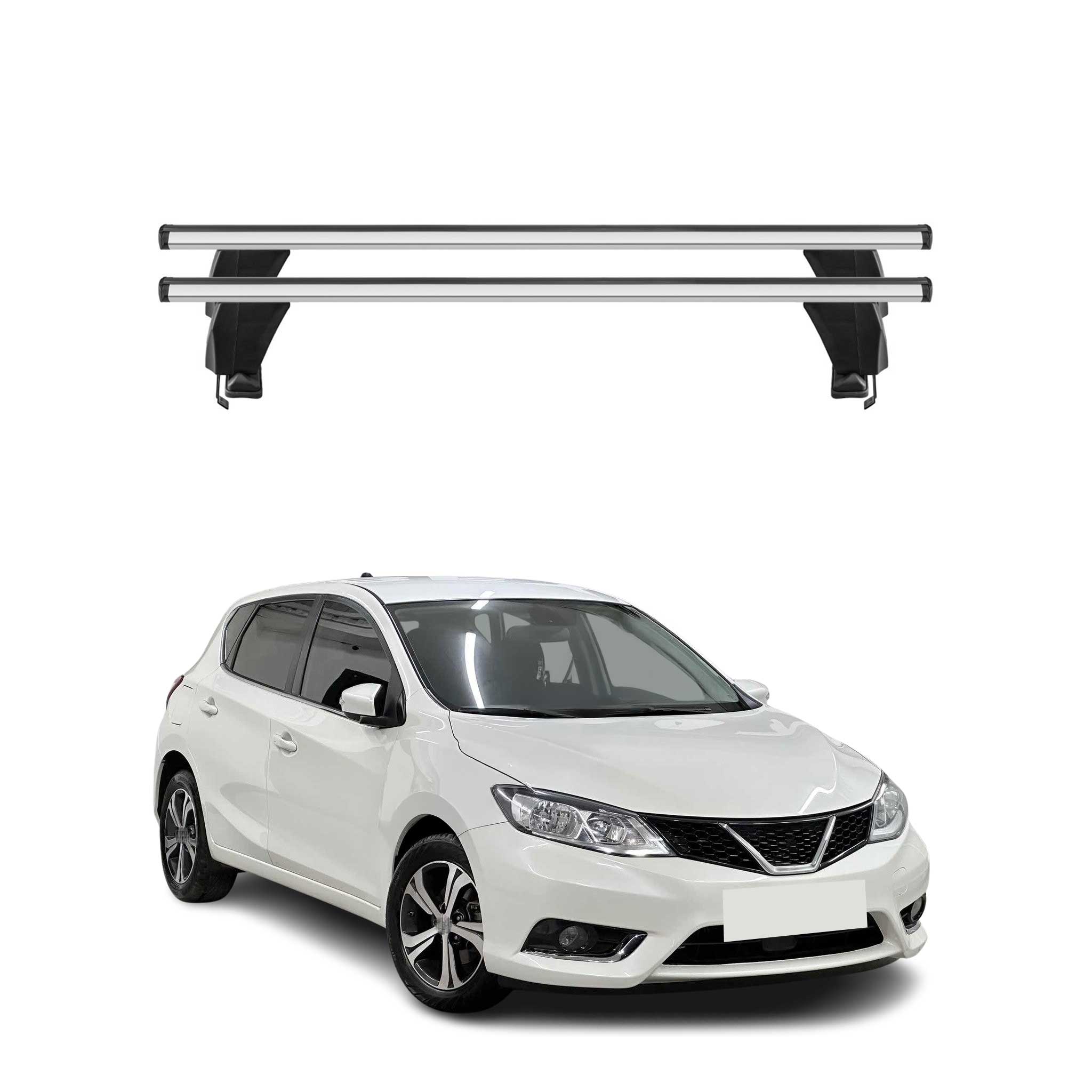 Menabo Barres de toit Transversales pour Nissan Pulsar 2014-2020 Gris ABE 2x