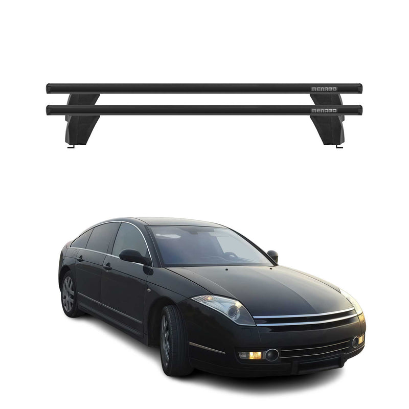 Menabo Barres de toit Transversales pour Citroen C6 2005-2012 Noir ABE 2x