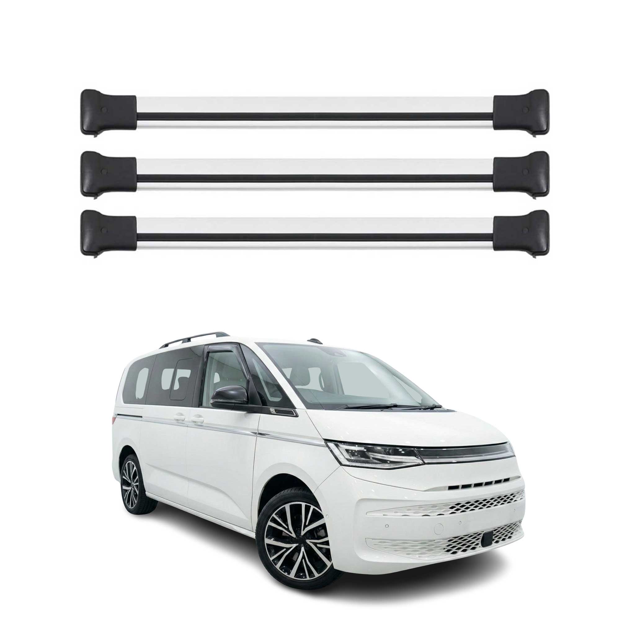 Barres de toit transversales pour VW Transporter T7 2023-2026 Aluminium Gris 3x
