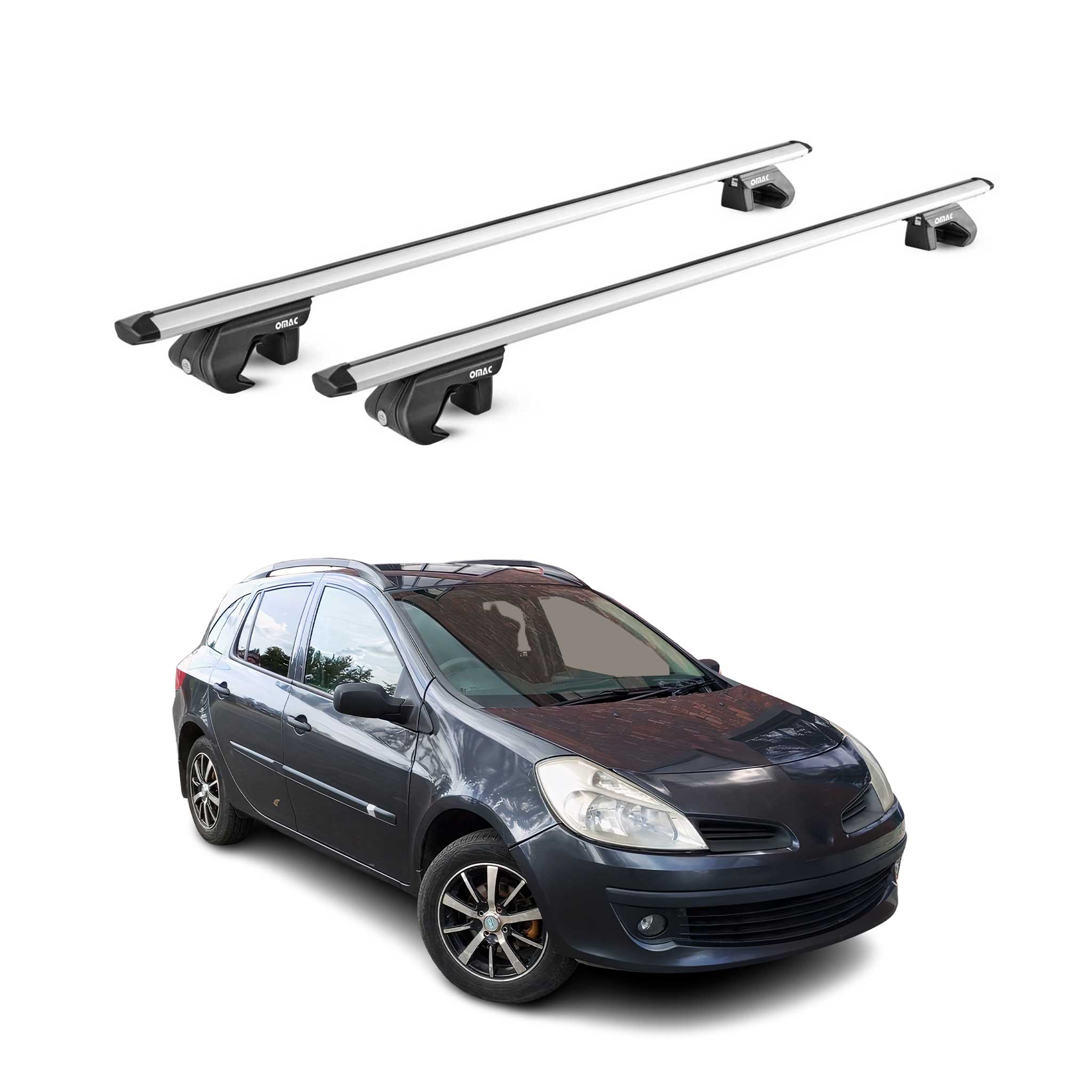 Barres de toit transversales pour Renault Clio III IV 2008-2020 Alu Gris 2x ABE