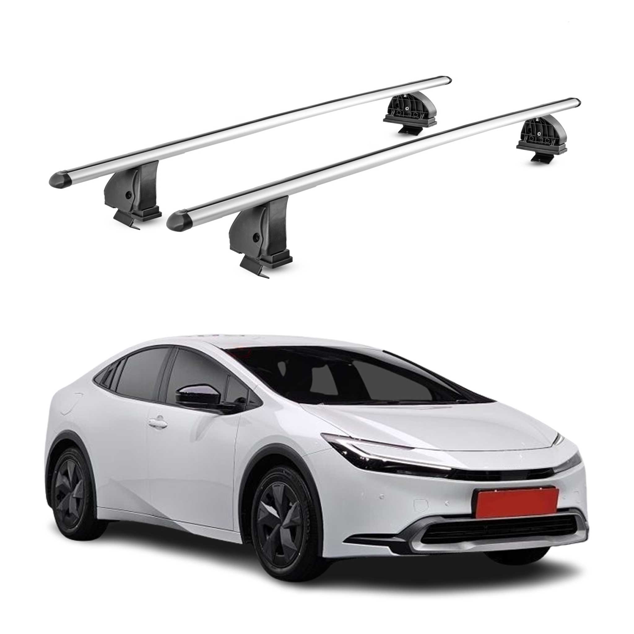 Barres de toit transversales Alu pour Toyota Prius V XW60 2022-2026 TÜV Gris 2x