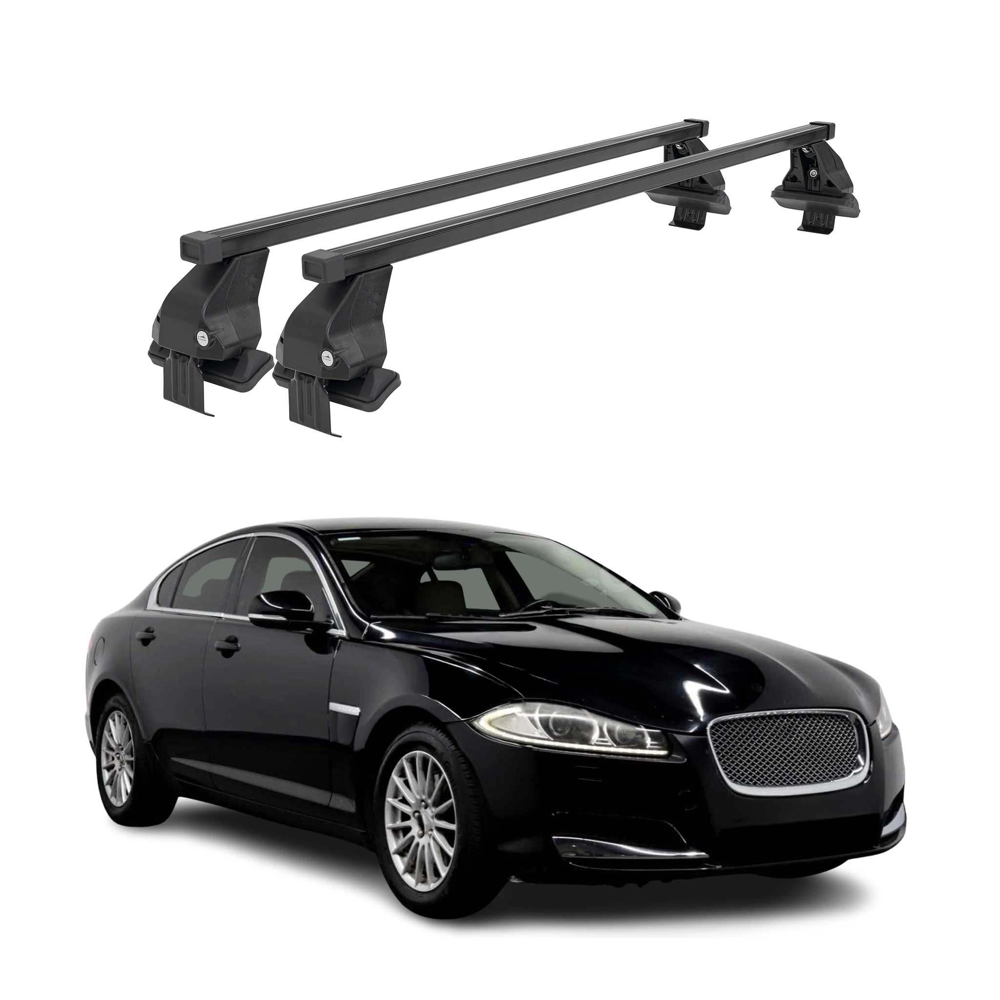 Barres Transversales Menabo pour Jaguar XF X250 2008-2015 Noir