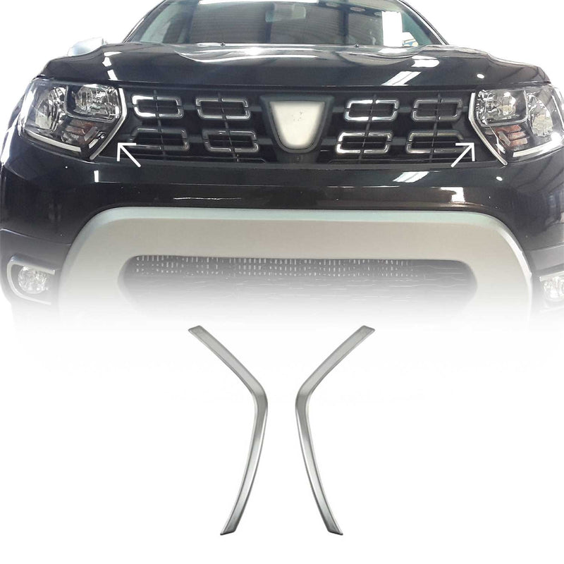 Moulures de Grille de Calandre - pour Dacia Duster 2018-2021 inoxy chromé brossé
