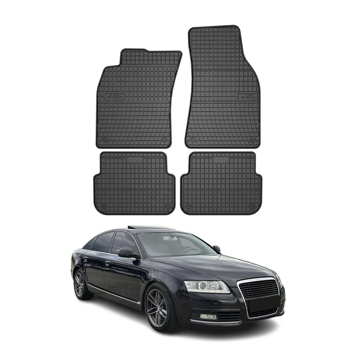 OMAC Tapis de sol pour Audi A6 Berline Break Allroad 2004-2008 Noir caoutchouc