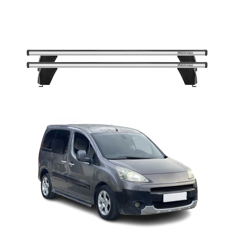 Menabo Barres de toit Transversales pour Peugeot Partner II 2008-2018 Alu Gris