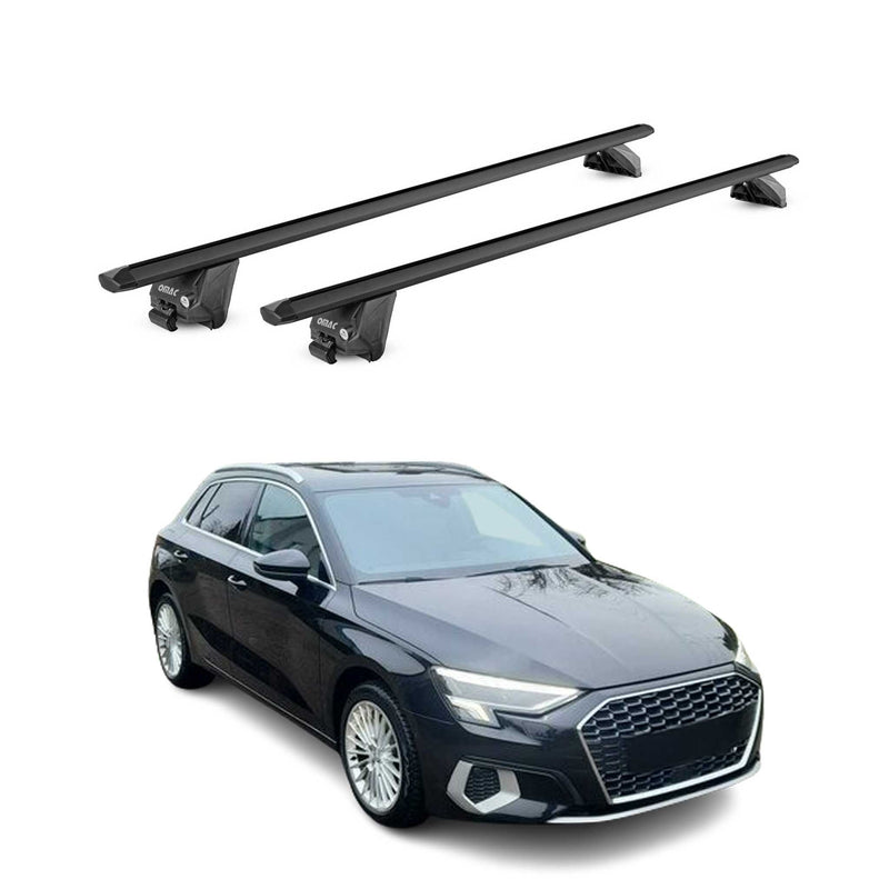 Barres de toit transversales ABE pour Audi A3 Sportback 8Y 2020-2025 Alu Noir 2x