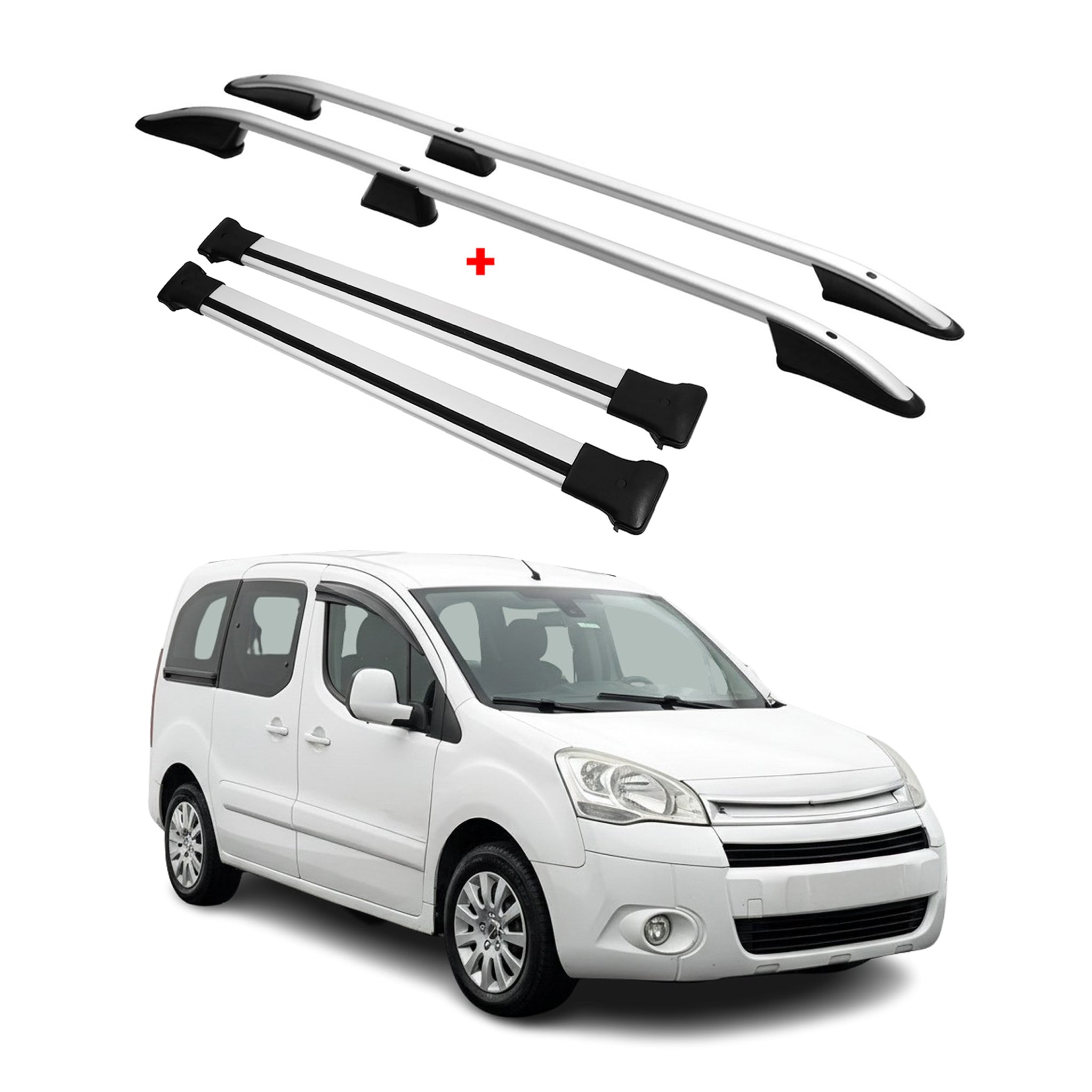 Kit Barres de toit pour Citroen Berlingo 2008-2018 Alu Gris L1 Empattement Court