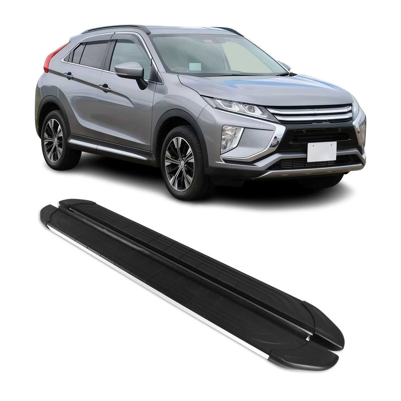 Marchepieds Latéraux pour Mitsubishi Eclipse Cross 2018-2024 Alu Gris Noir 2Pcs
