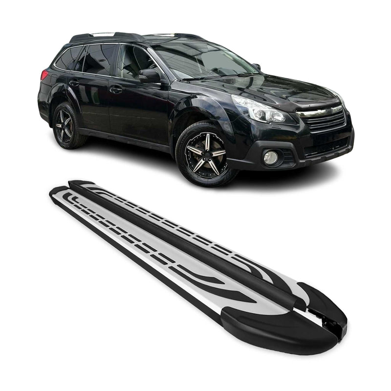 Marchepieds Latéraux pour Subaru Outback 2009-2014 Aluminium Gris Noir 2x