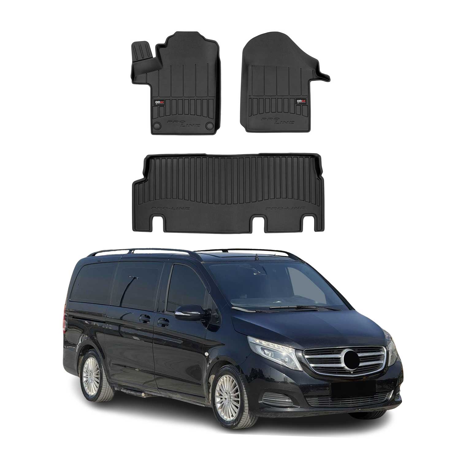 OMAC Tapis de sol en caoutchouc pour Mercedes Vito W447 2014-2026 Noir Premium