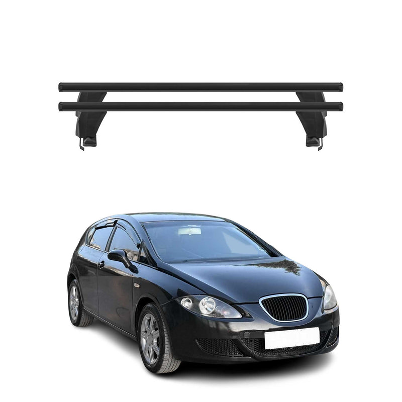 Menabo Barres de toit Transversales pour Seat Leon II 2005-2009 Noir ABE 2x