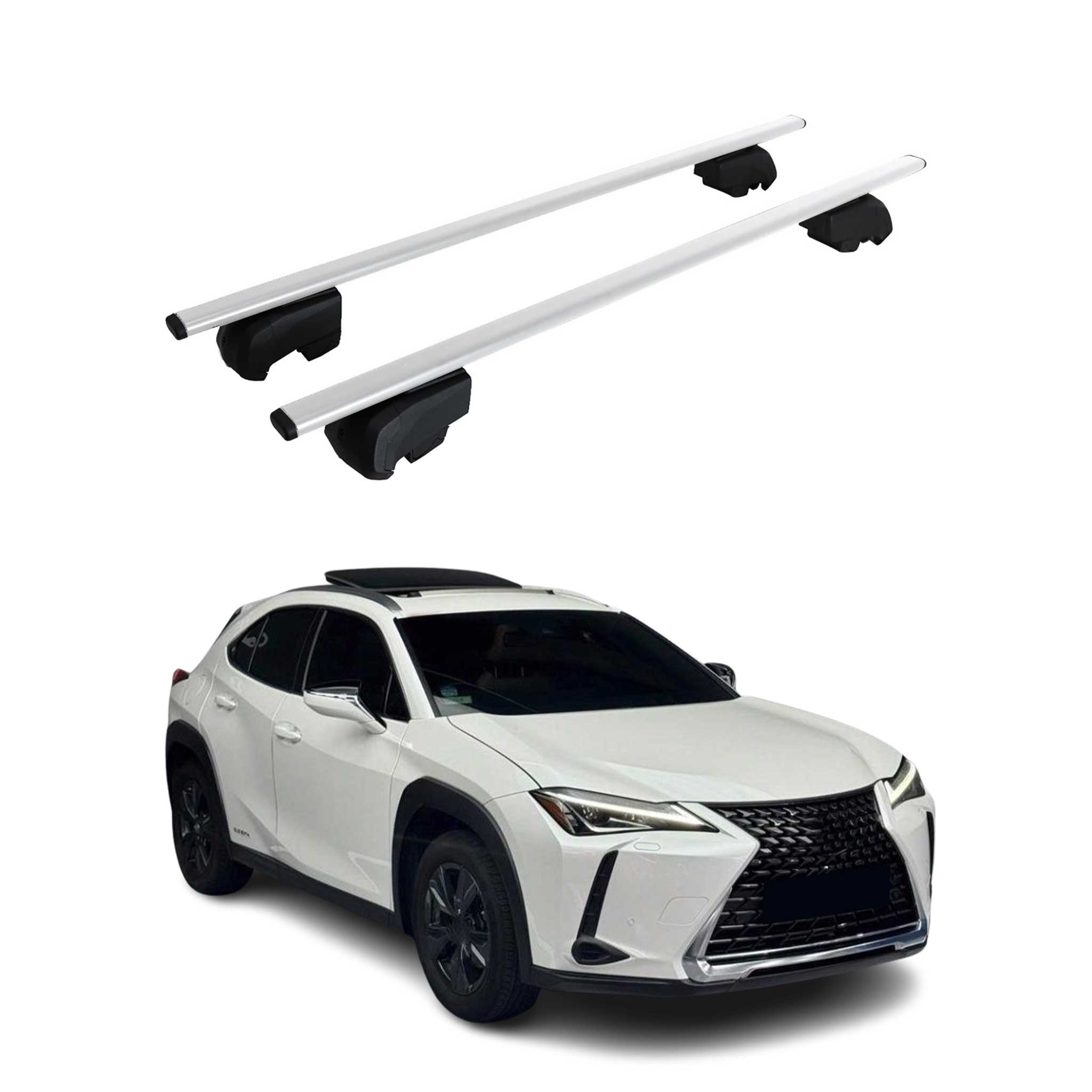 Barres de toit Transversales pour Lexus UX 2019-2021 Fer Argent ABE