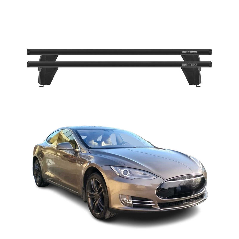 Menabo Barres de toit Transversales pour Tesla Model S 100D 2012-2017 Alu Noir