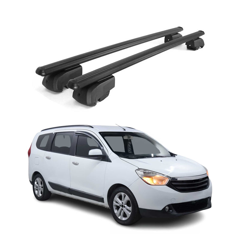 Barres de toit Transversales pour Dacia Lodgy 2012-2023 Aluminium 2Pcs Noir ABE