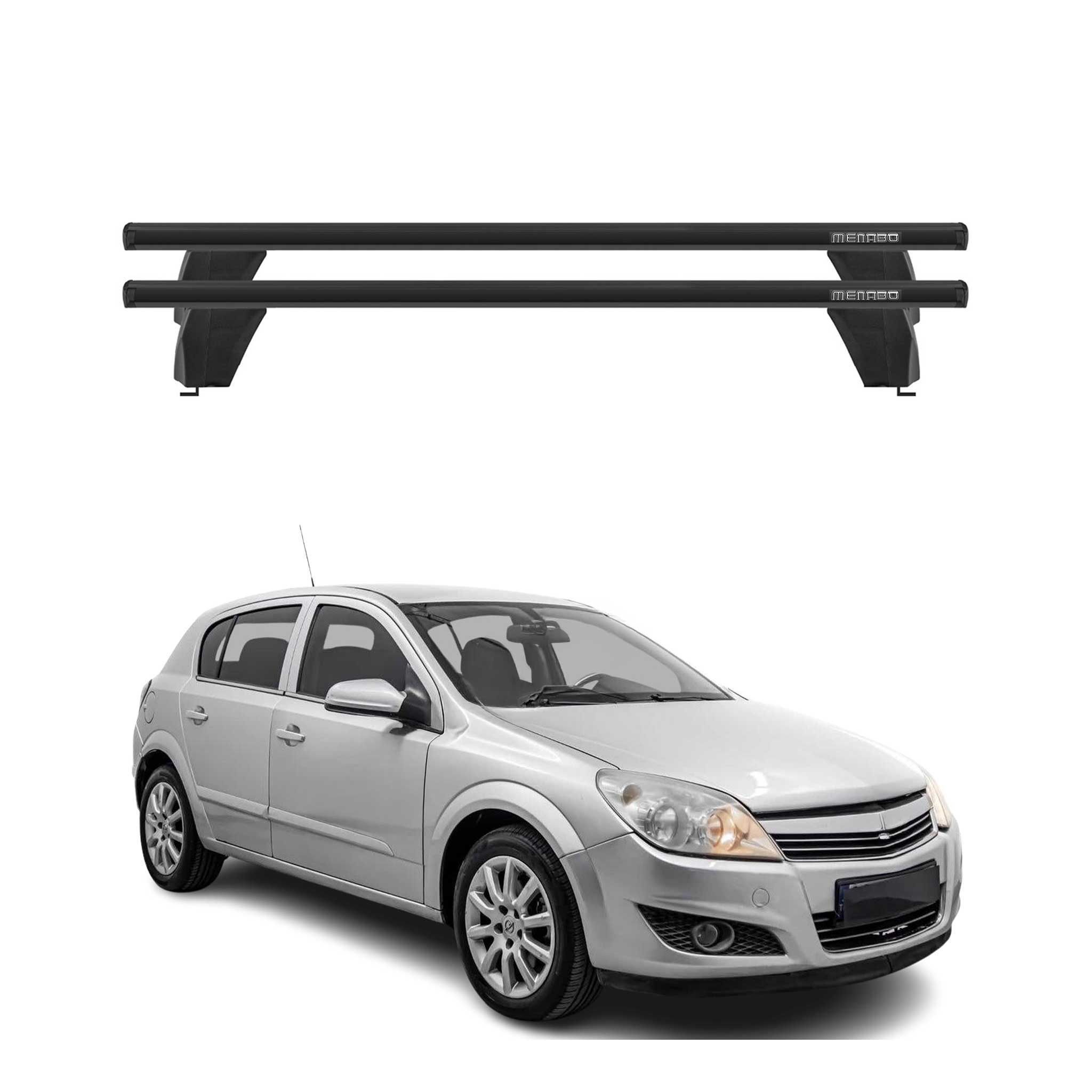 Menabo Barres de toit Transversales pour Opel Astra H 2004-2011 Noir ABE 2x