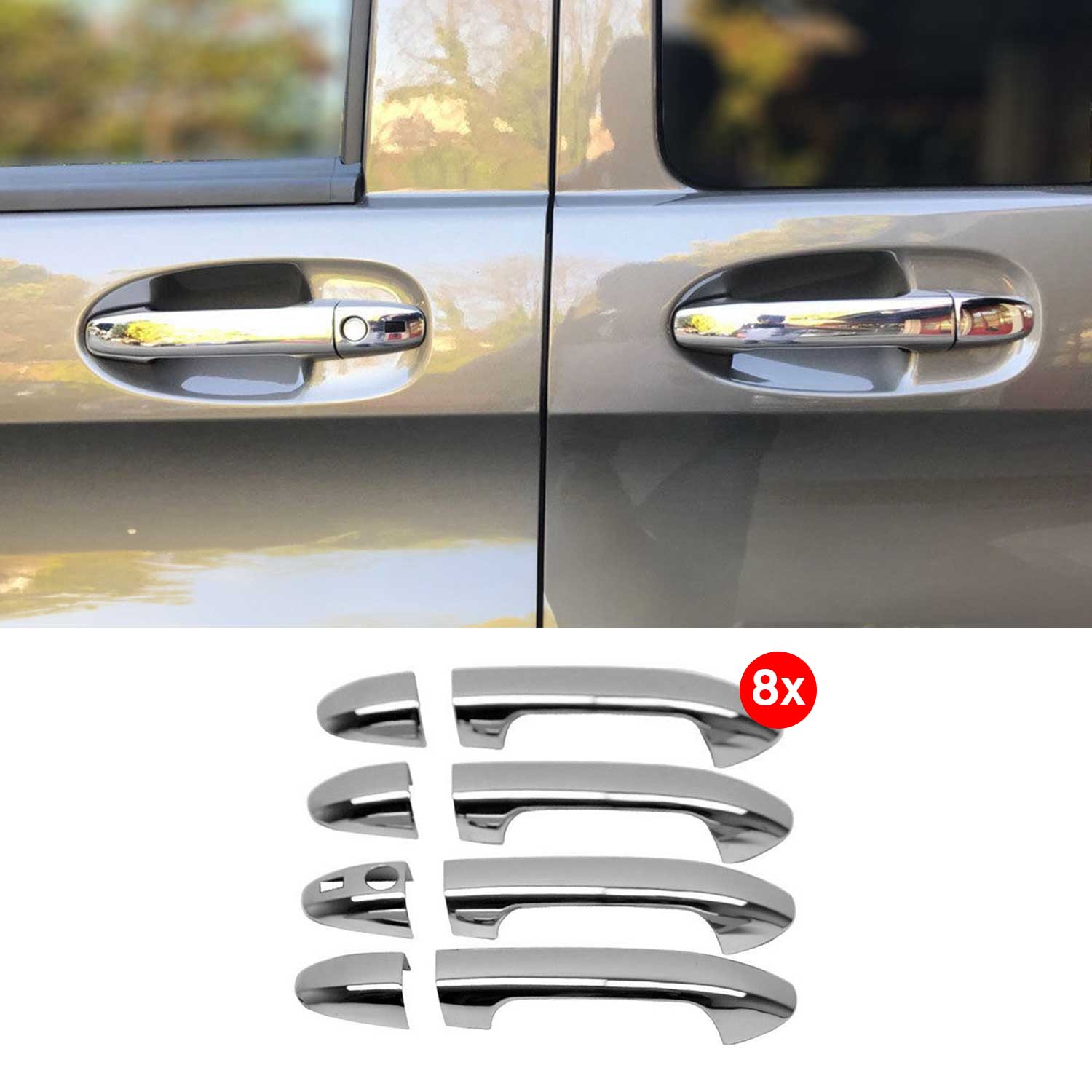 Couverture de poignée de porte pour Mercedes Vito W447 2014-2026 Sans clé 8Pcs