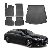 Kit Tapis de sol et coffre pour Audi A6 S6 C8 Berline 2018-2025 Noir TPE