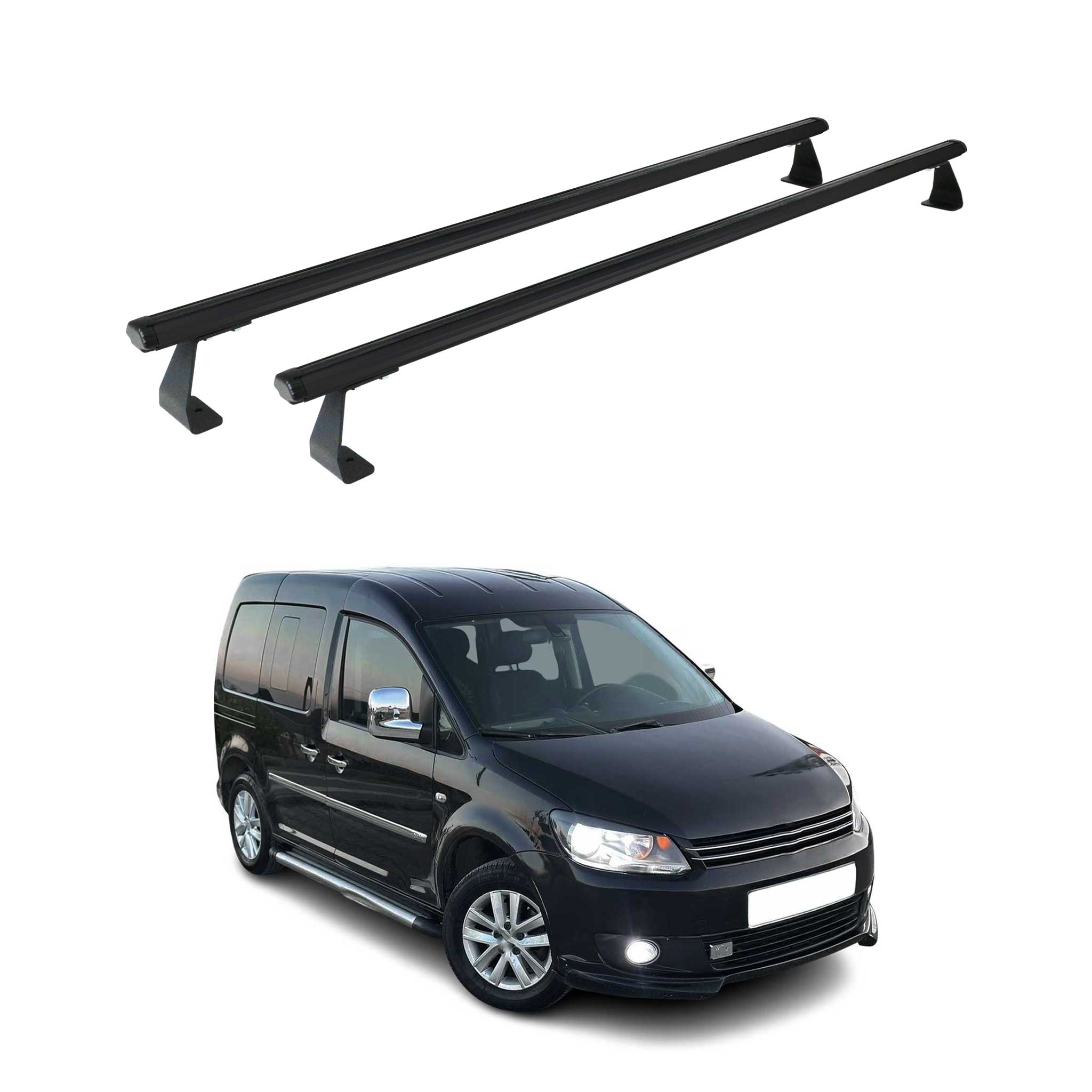 Barres de toit transversales pour VW Caddy 2003-2015 Aluminium Noir 2Pcs